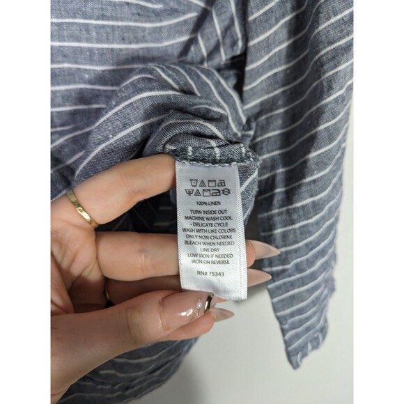 Tahari Top Womens S 100% Linen Striped Pullover Blouse 3/4 Sleeve Beach N61 - Picture 4 of 4